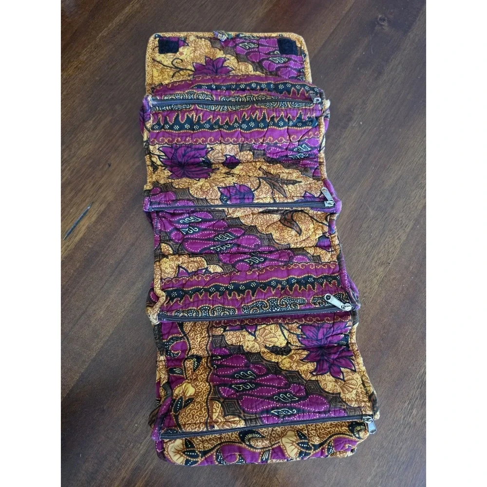 Jewelry Roll Travel Organizer Purple Yellow Brown Boho Bohemian Wrap Pouch